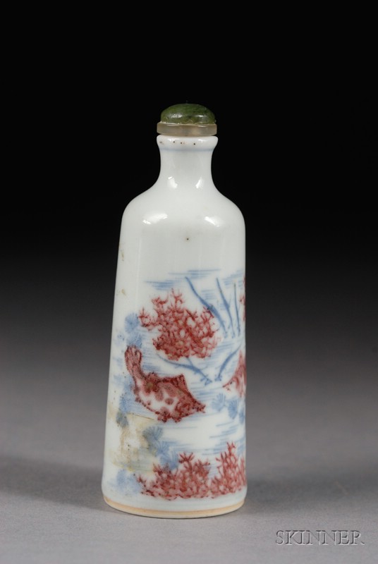 Appraisal: Porcelain Snuff Bottle China th century underglaze red and blue