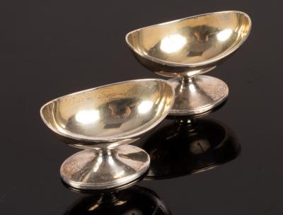 Appraisal: A pair of George III oval silver salts John Emes