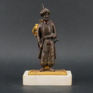 Appraisal: Vintage Bronze Orientalist Bronze On Marble Base Unsigned AS IS