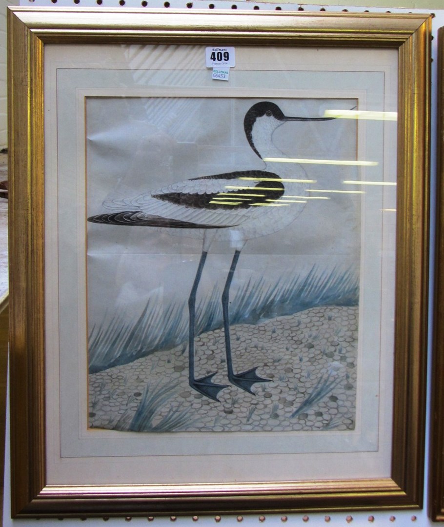 Appraisal: English School th century Study of a wading bird watercolour