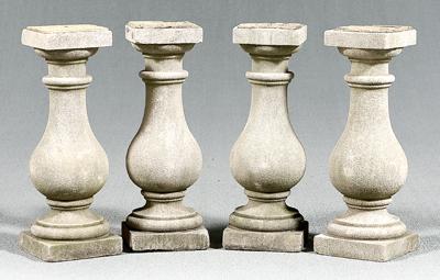 Appraisal: Set four stone baluster supports square plinths and capitals probably