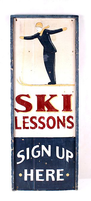 Appraisal: Hand Painted Ski Lessons Advertising Sign Included in this lot