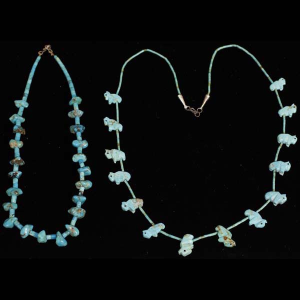 Appraisal: Two Vintage Native American Indian turquoise necklaces One strand with