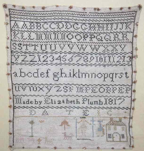 Appraisal: A TRADITIONAL CHILDS SAMPLER by Elizabeth Plumb dated with alphabet