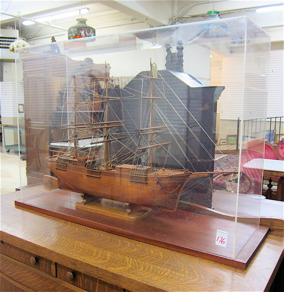 Appraisal: SAILING SHIP MODEL IN CASE a wood model of a