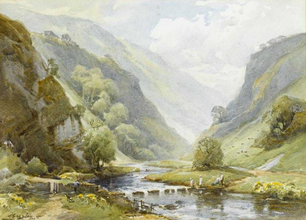 Appraisal: HAROLD GRESLEY DCM RWS - THE STEPPING STONES DOVEDALE signed