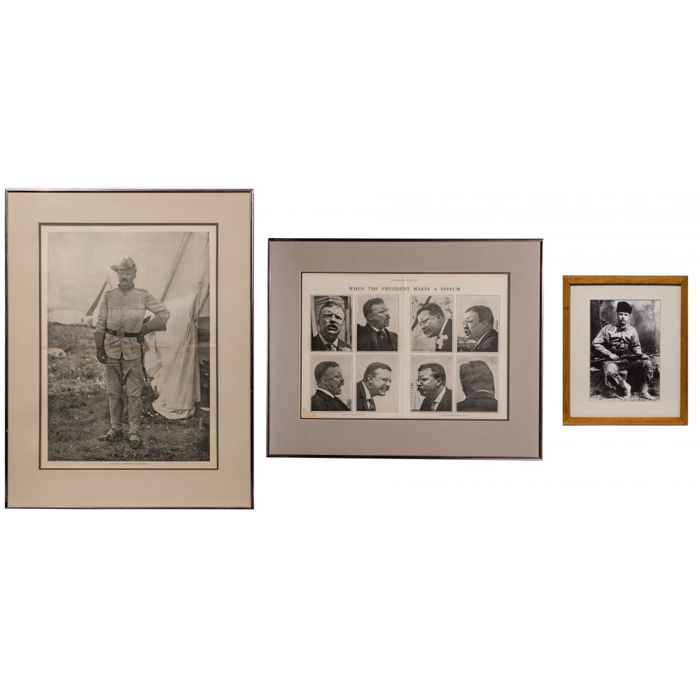 Appraisal: ROOSEVELT BLACK AND WHITE IMAGE ASSORTMENT items including an image