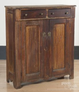 Appraisal: Pennsylvania poplar jelly cupboard late th c Sackback Windsor armchair