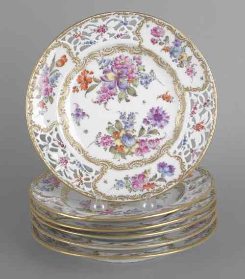 Appraisal: Set of six reticulated porcelain plates dia