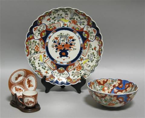 Appraisal: THREE PIECES OF JAPANESE PORCELAIN Comprising a Kutani demitasse cup