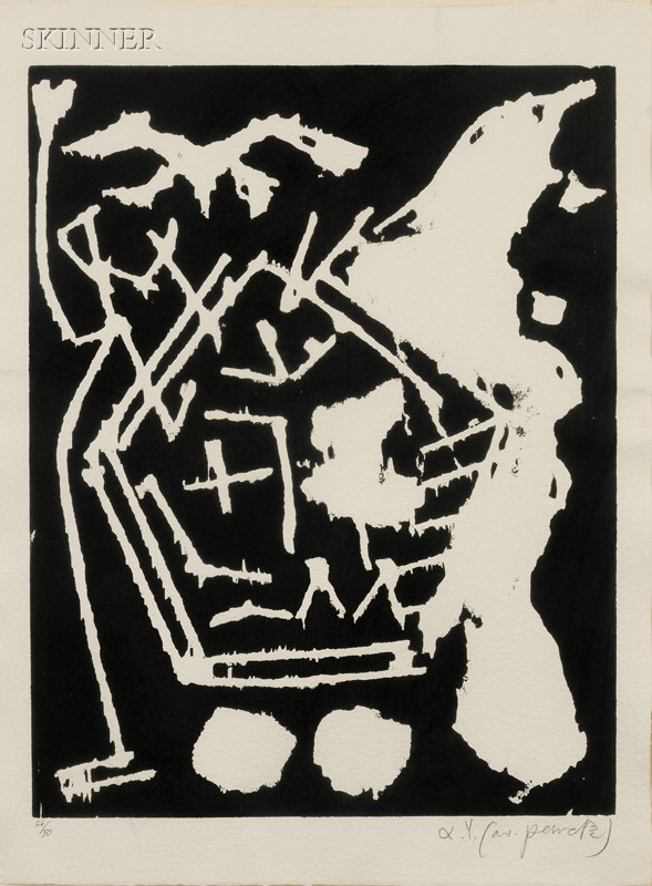 Appraisal: A R Penck German b Untitled plate seven from ERFAHRUNGEN