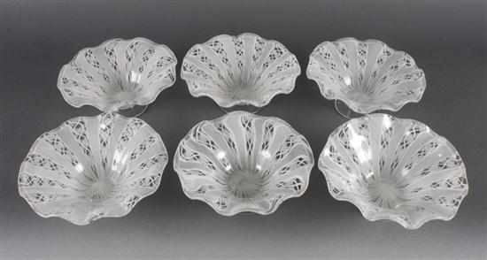 Appraisal: Set of six Venetian latticino glass dessert bowls th century