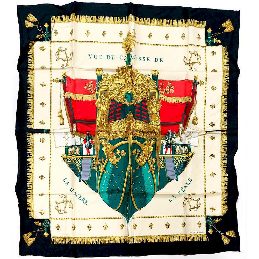 Appraisal: Hermes Silk Scarf Vue de Carosse excellent condition in orginal