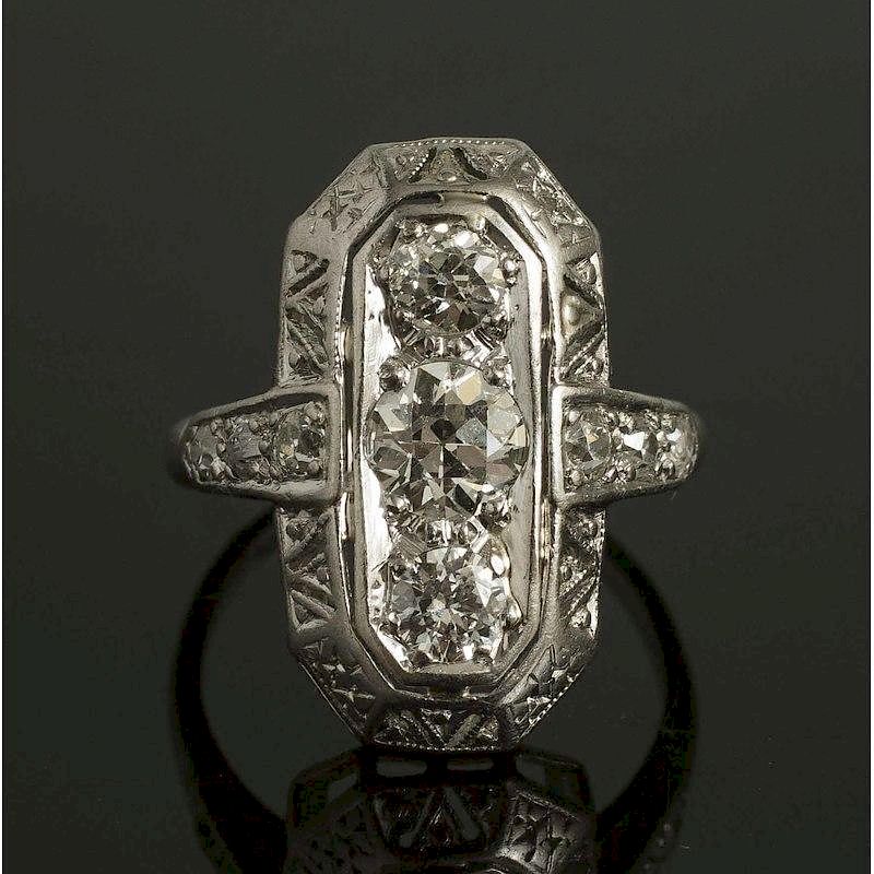 Appraisal: Diamond Platinum Ring Diamond platinum ring featuring ct TW diamonds