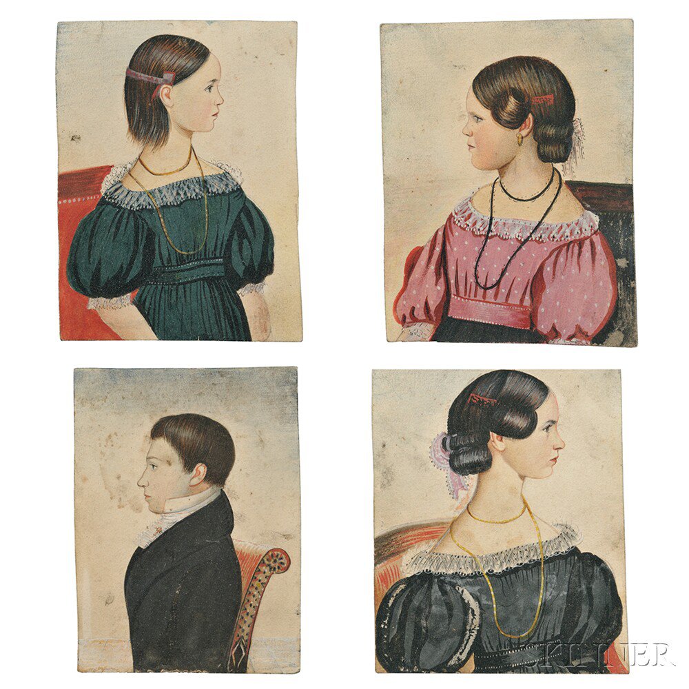 Appraisal: Edwin Plummer Massachusetts c - Four Portraits of Children Unsigned