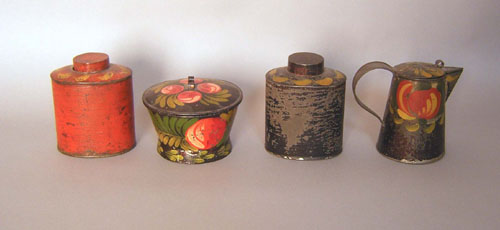 Appraisal: Four pcs of toleware th c Provenance Collection of Richard