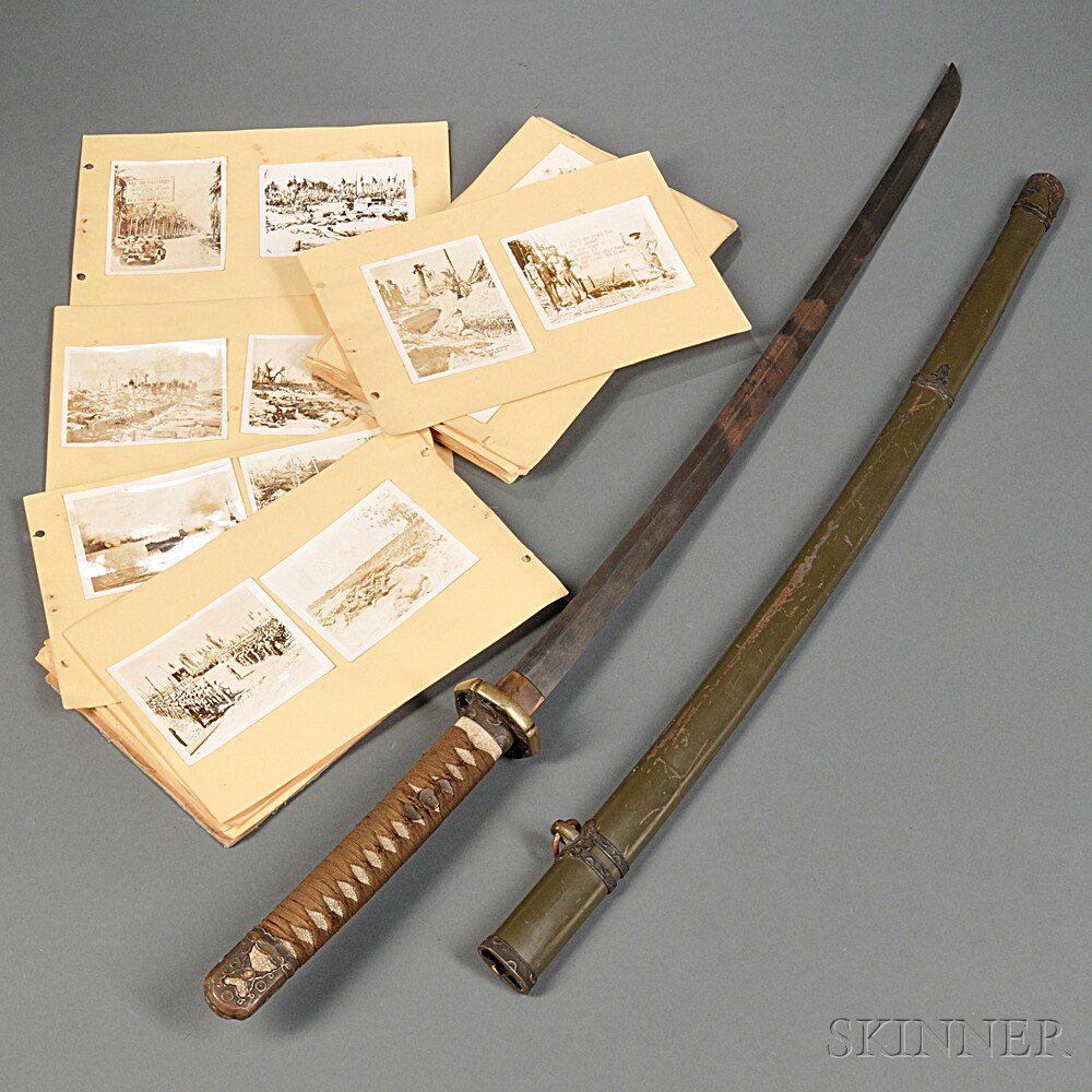 Appraisal: Samurai Sword and Photo Album c - a wakizashi with