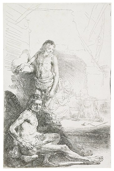 Appraisal: REMBRANDT VAN RIJN Nude Man Seated and Another Standing with