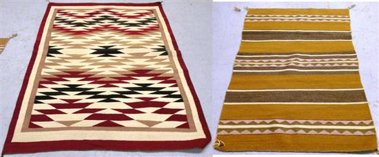 Appraisal: Two handwoven rugs one red tan ivory and black American