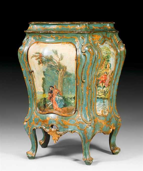 Appraisal: SMALL PAINTED HALF-HEIGHT CABINET late Louis XV Venice th century