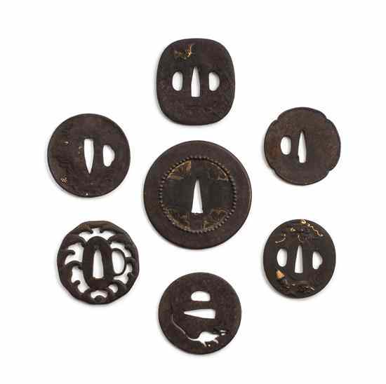 Appraisal: A Collection of Seven Japanese Tsuba comprising an example with