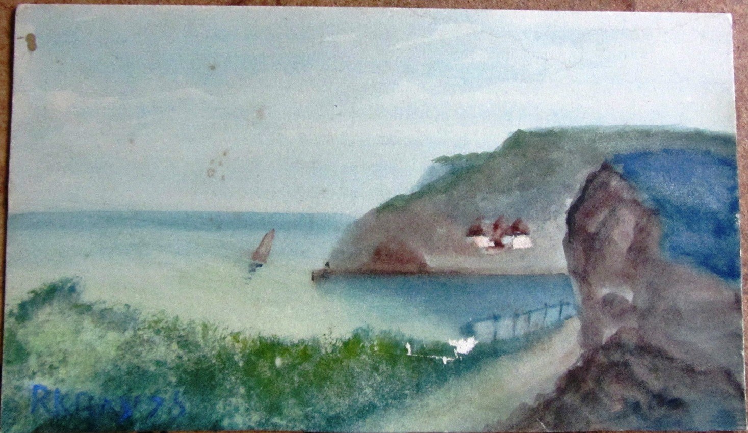 Appraisal: Reginald Reggie Kray - Coastal scene watercolour signed and dated