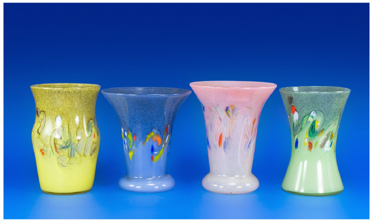 Appraisal: Vasart and Strathearn Glass Vases comprising Two Blue and Green