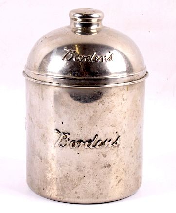 Appraisal: Classic Embossed Borden's Malted Milk Canister For your consideration is