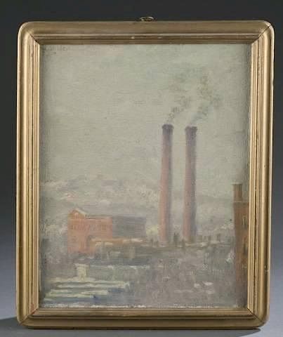 Appraisal: Landscape with smoke stacks Cynthia Wilder Wilder Cynthia Unknown Landscape