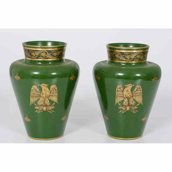 Appraisal: Continental Porcelain Vases with Eagle Motif Continental th century a