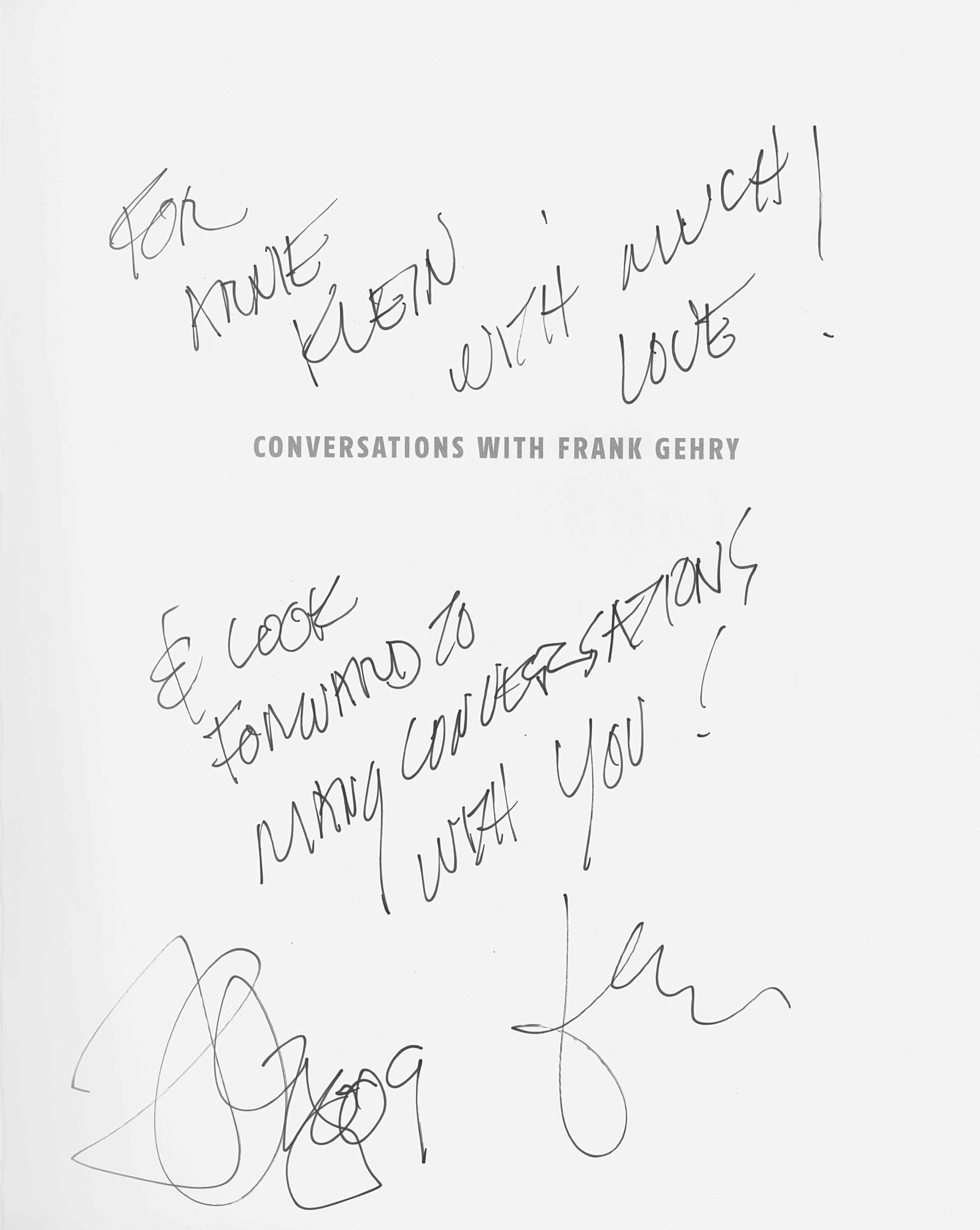 Appraisal: Conversations with Frank Gehry inscribed and signed by the architect