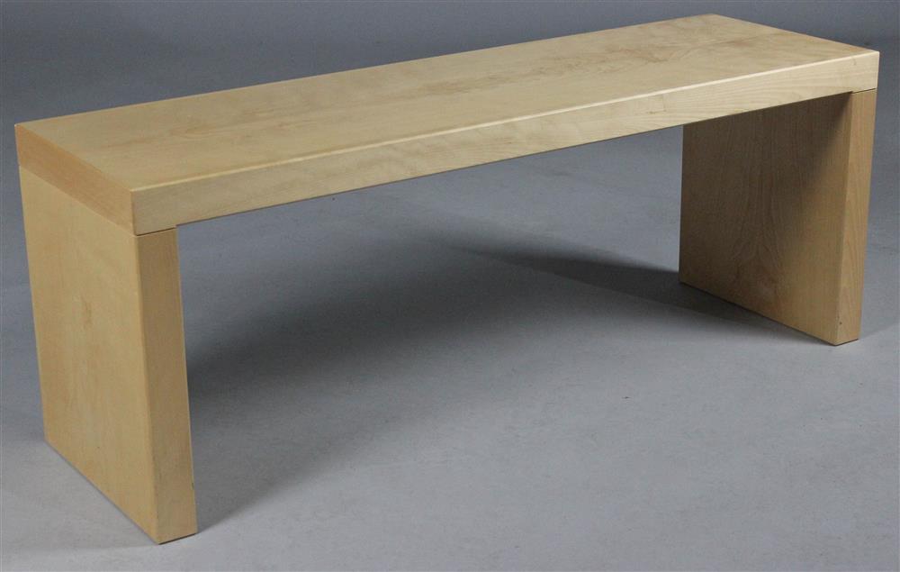 Appraisal: CUSTOM CONTEMPORARY PARSONS BIRCH VENEER BENCH rectangular seat raised on