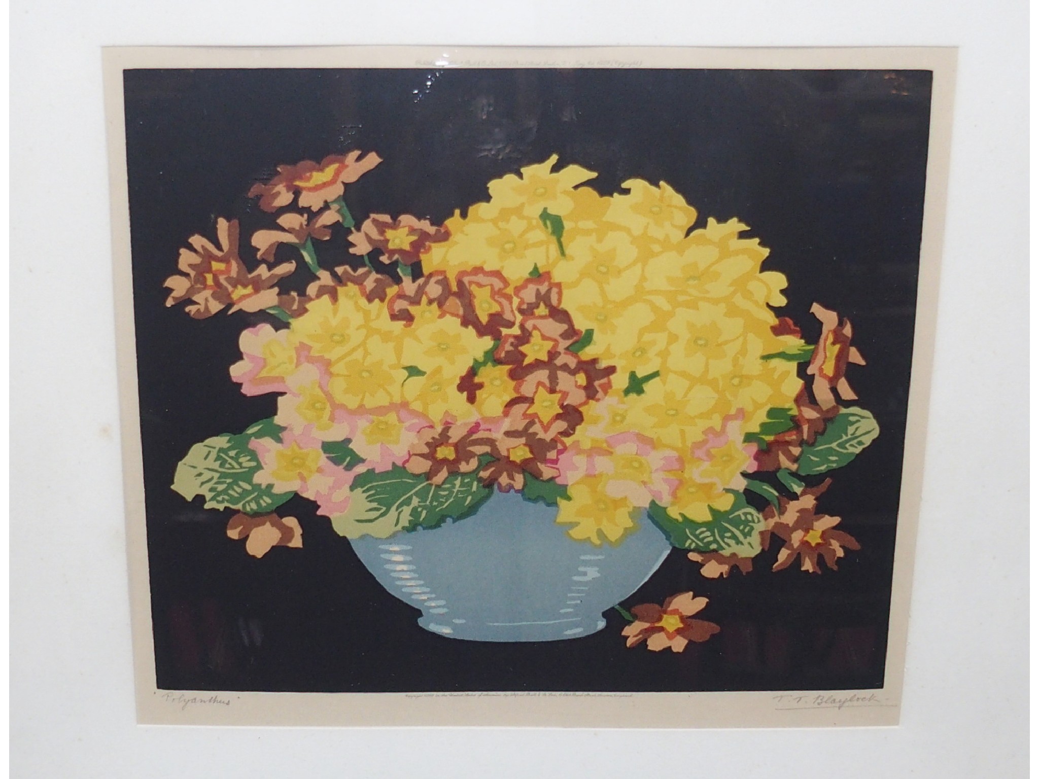 Appraisal: THOMAS TODD BLAYLOCK Polyanthus signed and inscribed woodblock print