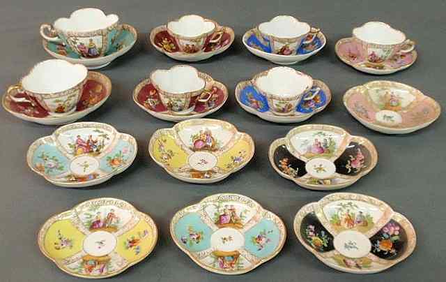 Appraisal: Six Meissen dishes l two cups and eight other porcelain