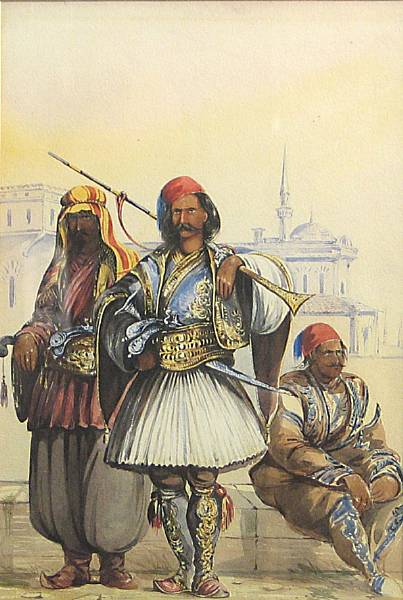 Appraisal: Continental School Set of watercolors depicting figures in Turkish costume