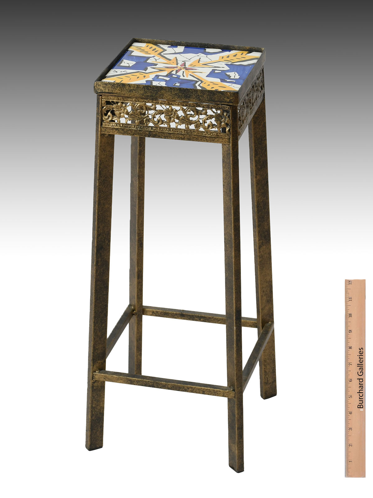 Appraisal: PLANT STAND WITH SALVADOR DALI TILE Salvador Dali ''Les Flettes''