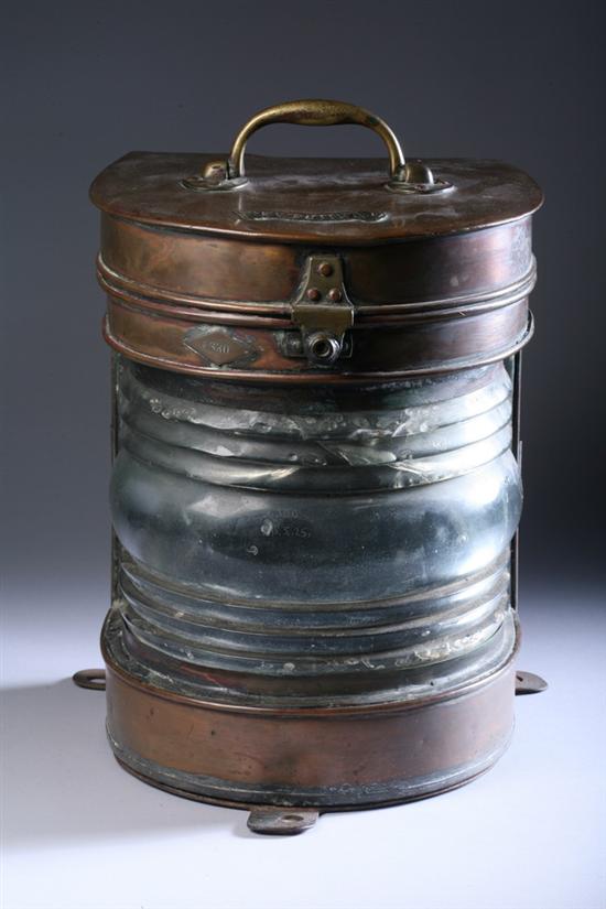 Appraisal: COPPER SHIP'S MASTHEAD LANTERN th century Applied Masthead plaque on