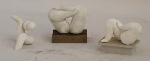 Appraisal: Three Small Leg Sculptures Ceramic on Ceramic Caplan Jerry x