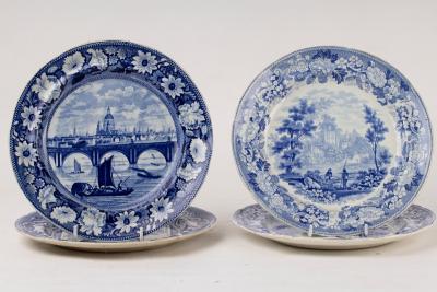 Appraisal: Four English blue and white plates early th Century to