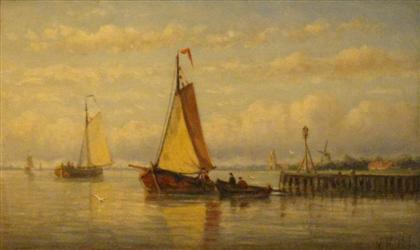 Appraisal: HENDRIK HULK dutch - BOATS IN AN ESTUARY Signed bottom