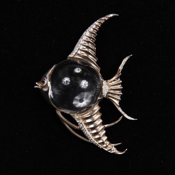 Appraisal: Trifari Sterling 'Alfred Philippe' Jelly Belly Angelfish Fur Clip Clip