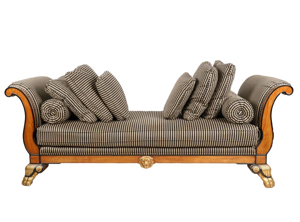 Appraisal: REGENCY-STYLE BENCHlate th century with ebonized moldings and carved gilt