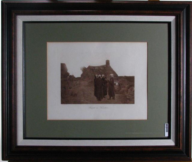 Appraisal: Group of three framed prints of engravings including ''Sunset in