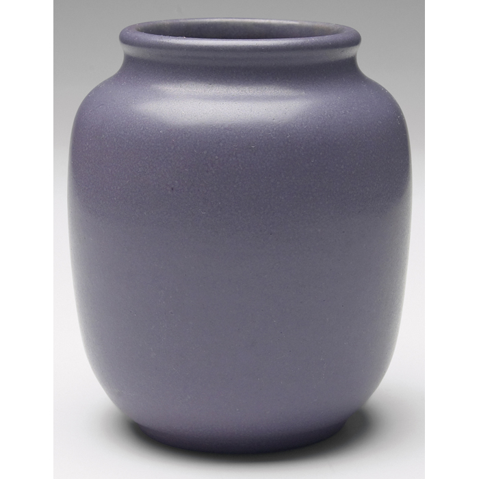 Appraisal: Unusual Marblehead vase shouldered shape covered in a purple matte