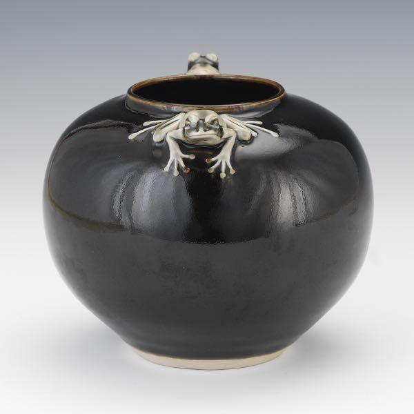 Appraisal: JAN WAX AND CHRIS BING CERAMIC DOUBLE FROG VASE x