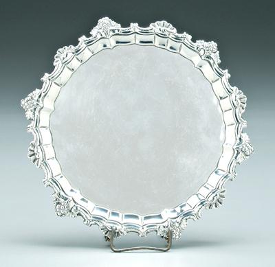 Appraisal: George II English silver salver round with hairy paw feet