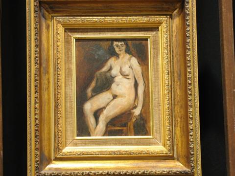 Appraisal: AFTER EDOUARD MANET FRENCH NUDE STUDY Oil on panel x