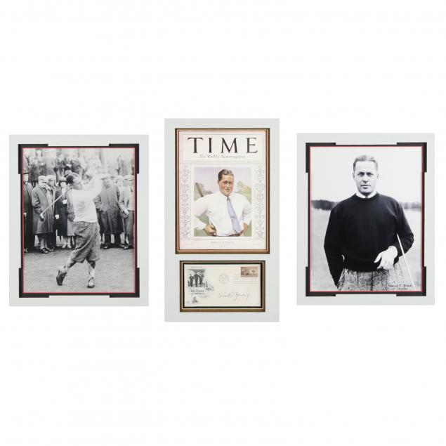 Appraisal: BOBBY JONES FRAMED COMPILATION OF IMPORTANT MEMORABILIA To include an