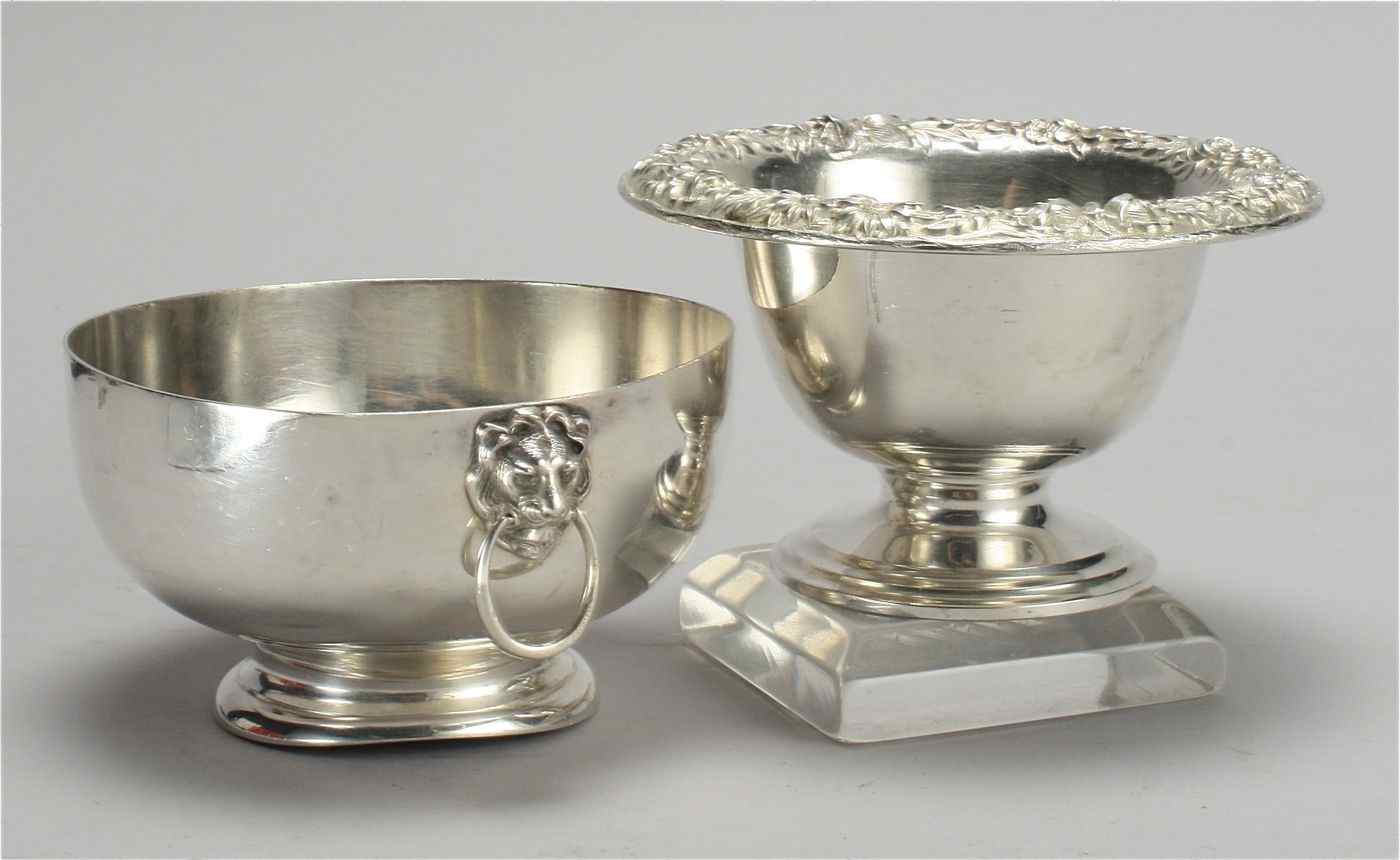 Appraisal: TWO PIECES OF STERLING SILVER HOLLOWWAREA small pedestal bowl in