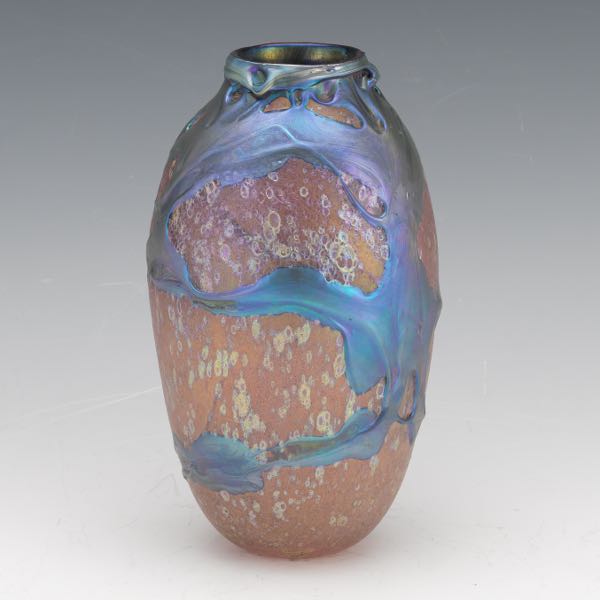 Appraisal: CHARLES LOTTON AMERICAN B Blown glass vase with polished pontil